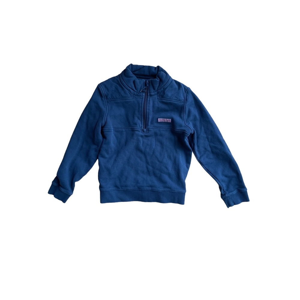 Vineyard Vines Boys Navy 100% Cotton Quarter Zip French Terry Sweatshirt Size 7